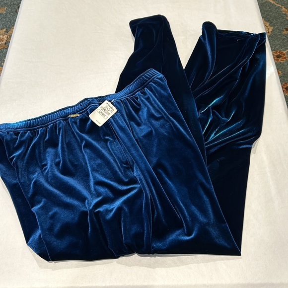 St.John Sport  Size large By Marie Gray Neiman Marcus Sapphire Blue Velvet Pants - Picture 6 of 7